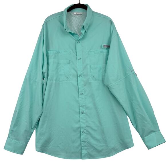 Columbia Other - Columbia PFG Shirt Mens XL Aqua Long Sleeve Button Up Vented Fishing Omni-Shade